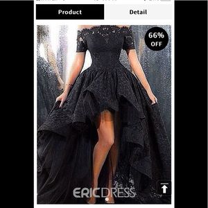 Black off shoulder evening gown